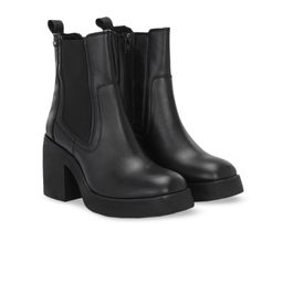 Delize Women Square Toe Mid Top Leather Platform Heel Regular Boots-5