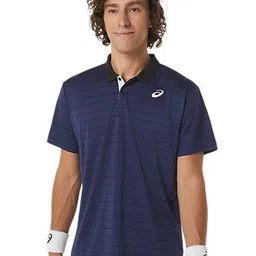 ASICS COURT STRIPE Striped Polo Collar Tshirt-image-59