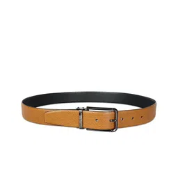 Kenneth Cole Men Tan Brown Solid Leather Reversible Belt-image-62