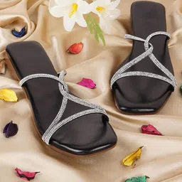 BAESD Embellished Open Toe Flats-image-3