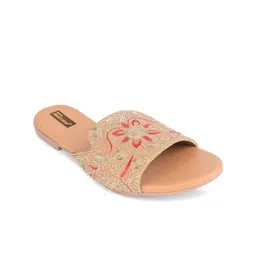 DESI COLOUR Embroidered Ethnic Open Toe Flats-picture-48