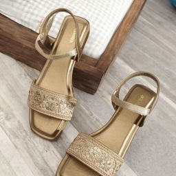 Anouk Embroidered Ethnic Open Toe Flats-image-5