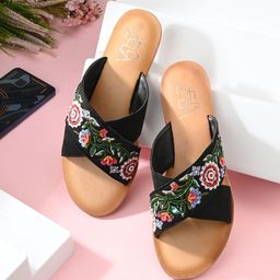 Zebba Women Embellished Open Toe Flats-47