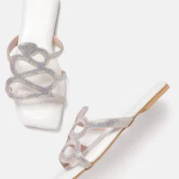 ZORI WORLD Women Venom Embellished Party Open Toe Flats-picture-52