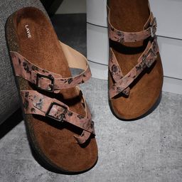 Lavie Printed Buckle Detail One Toe Flats-image-44