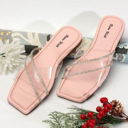 Retro Walk Embellished Open Toe Flats-43