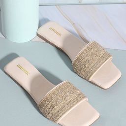 Anouk Embellished Open Toe Flats-50