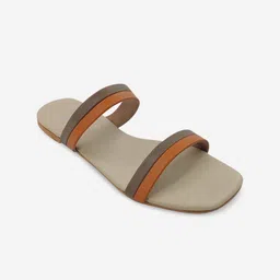 POSTCARD Women Brown Colourblocked Open Toe Flats-image-77