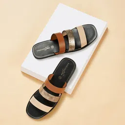 Forever Glam by Pantaloons Colourblocked Open Toe Flats-image-30