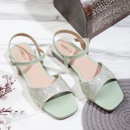 Gibelle  Embellished Open Toe Flats With Buckle Detail-20