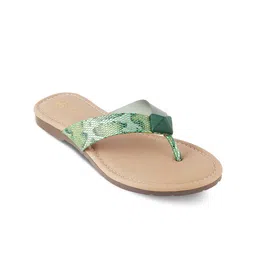 Tresmode Printed Embellished Open Toe Flats-45