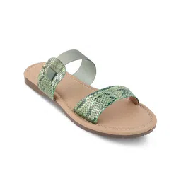Tresmode Animal Printed Open Toe Flats-53