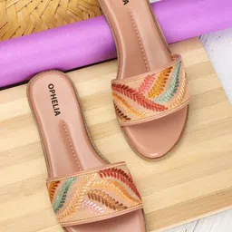 OPHELIA Embroidered Open Toe Flats-36