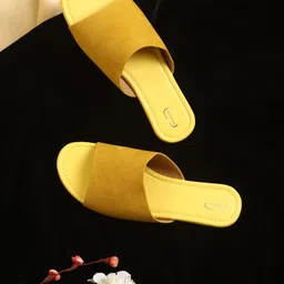 PANAHI Women Mustard Open Toe Flats-41