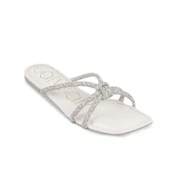 Catwalk Textured Knotted Open Toe Flats-4