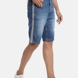 Campus Sutra Men Blue Washed Denim Outdoor Denim Shorts-image-46