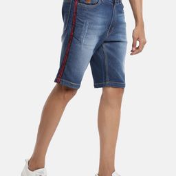 Campus Sutra Men Blue Washed Denim Outdoor Denim Shorts-picture-56