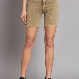 GUTI Women High-Rise Cotton Denim Shorts-image-44