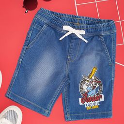 Pantaloons Junior Boys Printed Mid Rise Regular Fit Knee Length Denim Shorts-15