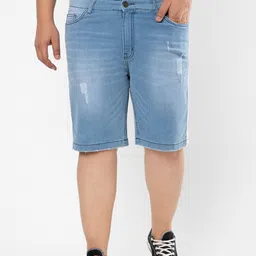 Instafab Plus Men Plus Size Washed Denim Outdoor Denim Shorts-98