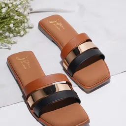 JM Looks Colourblocked Open Toe Flats-26