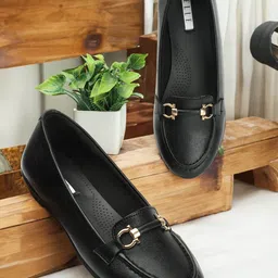ELLE Round Toe Buckle Detail Ballerinas-image-46