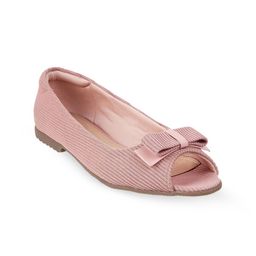 Metro Women Peach-Coloured Striped Ballerinas with Bows Flats-picture-8