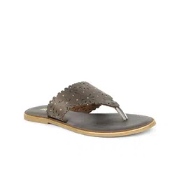 Bata Women Blue Textured Open Toe Flats with Laser Cuts-16