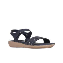 Bata Women Blue Open Toe Flats with Laser Cuts-33