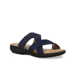 Bata Women Blue Open Toe Flats with Laser Cuts-17