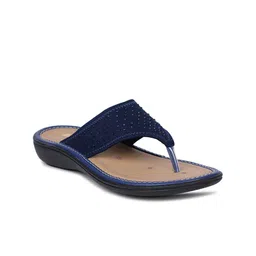 Bata Women Blue T-Strap Flats with Laser Cuts-image-80
