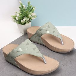 DressBerry Green Textured Open Toe Wedges-22