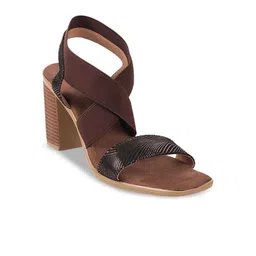 Metro Printed Open Toe Block Heels With Backstrap-7