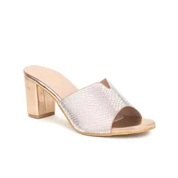 VALIOSAA Textured Party Block Peep Toes Heels-2