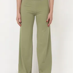 EVERDION Women Green Flared High-Rise Yoga Trousers-picture-56