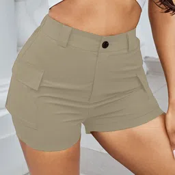 AAHWAN Women Loose Fit High-Rise Cargo Shorts-image-49