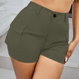 AAHWAN Women Loose Fit High-Rise Cargo Shorts-image-88