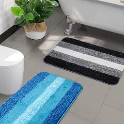 Saral Home Set Of 2 Striped Anti-Skid Bath Mats-62