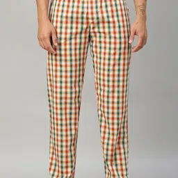 URBAN SCOTTISH Men Checked Pure Cotton Lounge Pant-image-8