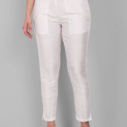 Mera Rang Women Straight Cotton Silk Trouser-image-91