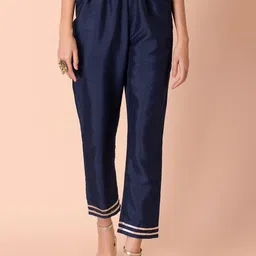 INDYA Women Mid-Rise Plain Cropped Regular Trousers-35