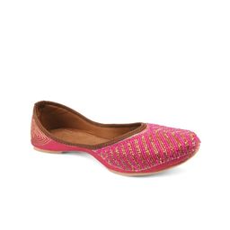 DESI COLOUR Women Pink Ethnic Mojaris Flats-58