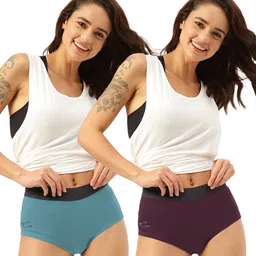 FREECULTR Women Blue & Burgundy Pack of 2 Anti Bacterial Micro Modal Boxer Briefs-picture-17