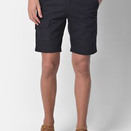 Woodland Men Black Solid Cotton Regular Shorts-image-40