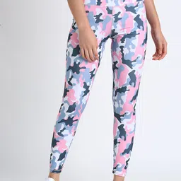 Rock Paper Scissors Women Pink & Blue Camouflage Tights-image-56
