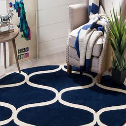 Safiya Carpet Navy Blue Geometric Hand-Tufted Woollen Carpets-image-36