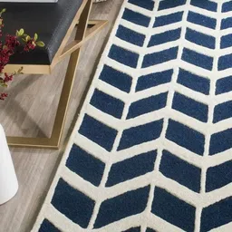 Safiya Carpet Navy Blue Geometric Hand-Tufted Woollen Carpets-picture-7
