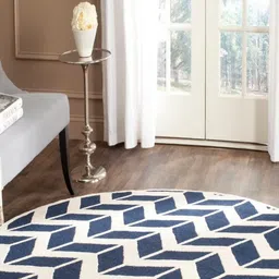 Safiya Carpet Navy Blue Geometric Hand-Tufted Woollen Carpets-picture-9