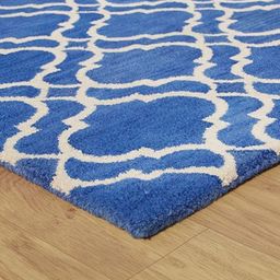 Safiya Carpet Navy Blue Geometric Hand-Tufted Woollen Carpets-image-37