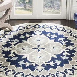 Safiya Carpet Navy Blue Ethnic Motifs Woollen Carpets-image-36
